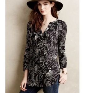 Anthropologie Maeve Bird Print Blouse